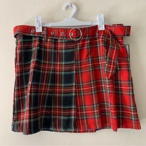Almost Famous Red and Black Plaid Mini Skirt